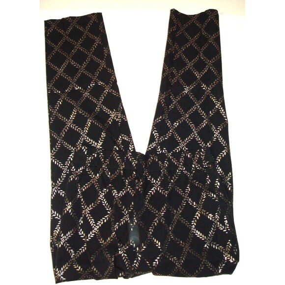 New Womens Isaac Mizrahi Live! Stretch Black Silver Foil Leaf Pants 18 T Tall - Picture 3 of 10